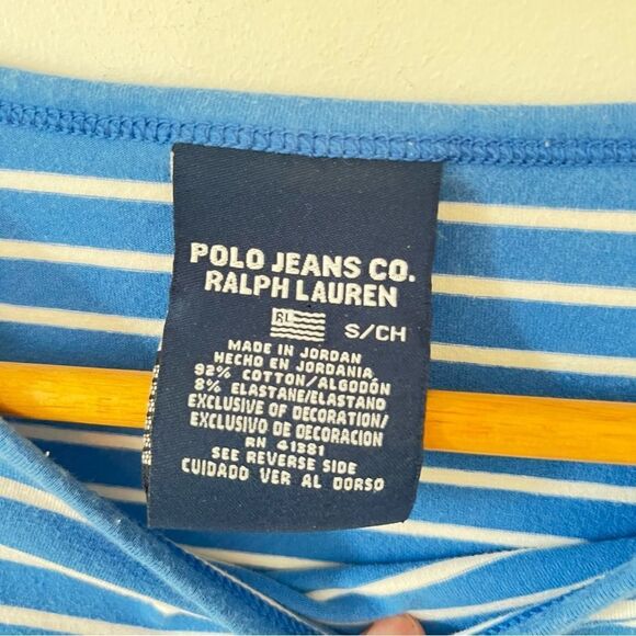 Polo Ralph Lauren Blue White Stripe Boatneck 3/4 Sleeves T-shirt - Picture 7 of 10